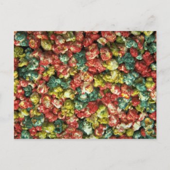 Yummy Colored Popcorn Postcard by inspirelove at Zazzle