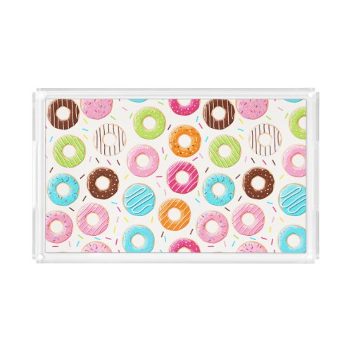 Yummy colorful sprinkles donuts toppings pattern acrylic tray