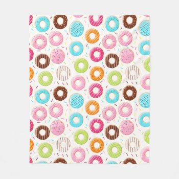 Yummy Colorful Sprinkles Donuts Toppings Pattern Fleece Blanket by AllAboutPattern at Zazzle