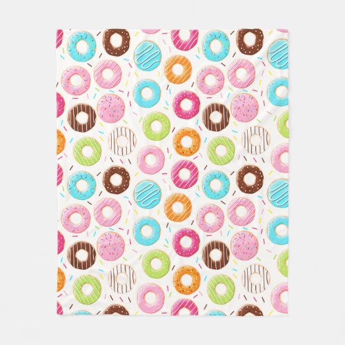 Yummy colorful sprinkles donuts toppings pattern fleece blanket