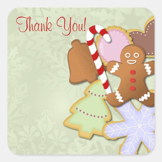 Yummy Cookie Exchange Thank You Sticker- mint Square Sticker (Front)