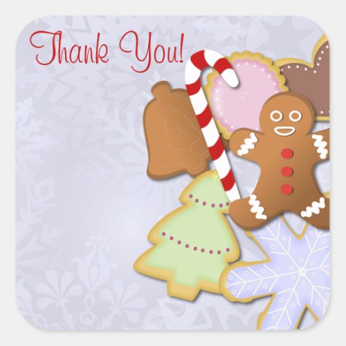 Yummy Cookie Exchange Thank You Stickers_blue Square Sticker