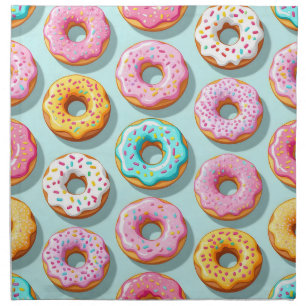 Yummy cream donuts blue cloth napkin