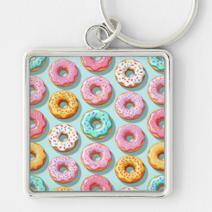 Yummy cream donuts blue keychain