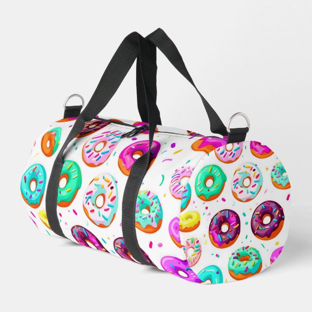 Yummy cream donuts pattern duffle bag (Left Corner)
