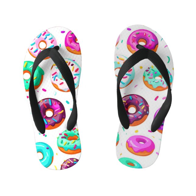 Yummy cream donuts pattern kid's flip flops (Footbed)