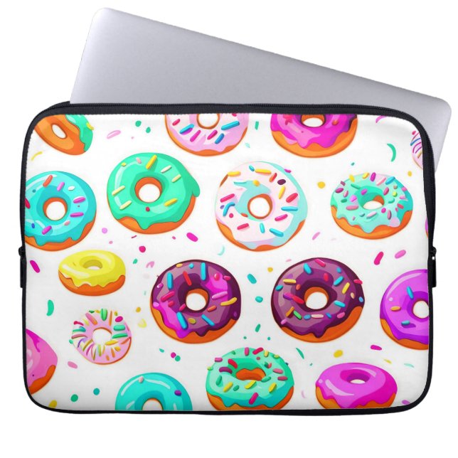 Yummy cream donuts pattern laptop sleeve (Front)