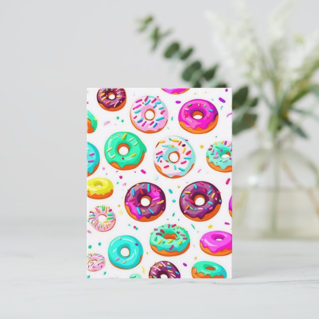 Yummy cream donuts pattern postcard (Standing Front)
