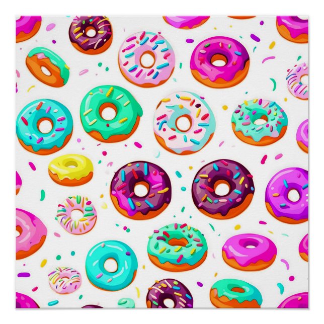 Yummy cream donuts pattern poster (Front)