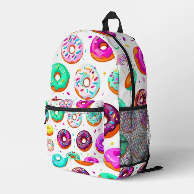 Yummy cream donuts pattern printed backpack (Back Corner Right)