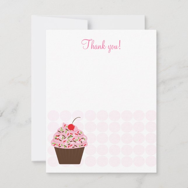 Yummy Cupcake 4x5 Flat Thank you note (Front)