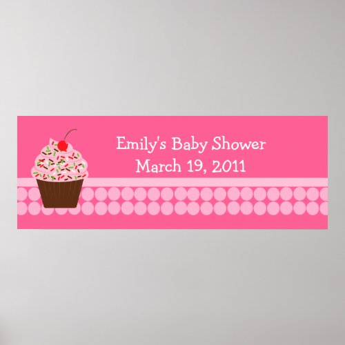 Yummy Cupcake Baby Shower   Birthday Banner Poster