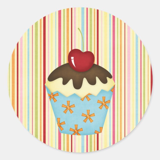 yummy cupcake classic round sticker (Front)