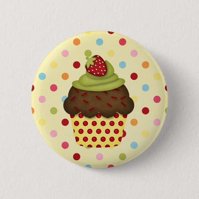 yummy cupcake pinback button (Front)