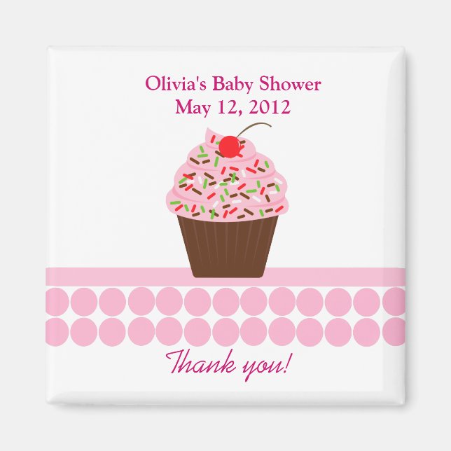 YUMMY CUPCAKES Baby Shower Favor Magnet (Front)