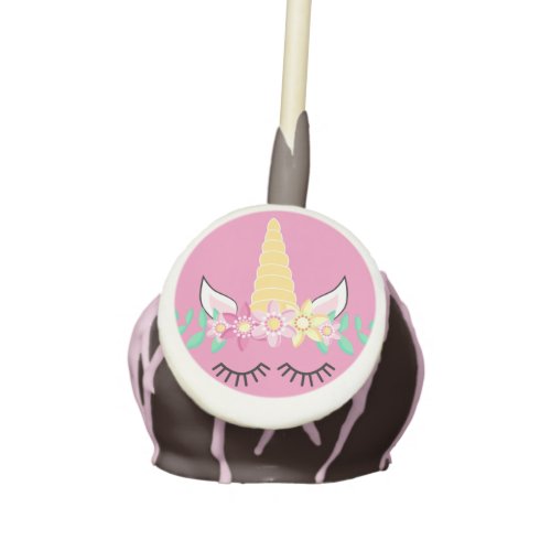 Yummy Dark Chocolate Unicorn Flower Pink Drizzle Cake Pops
