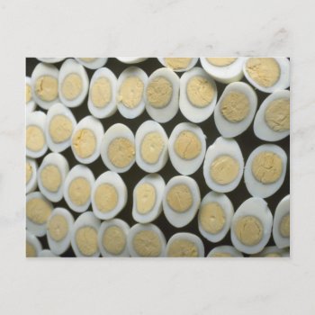 Yummy Decoration With Halved Hard-boiled Eggs Postcard by inspirelove at Zazzle