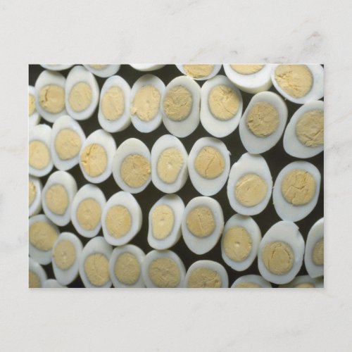 Yummy Decoration with halved hard_boiled eggs Postcard