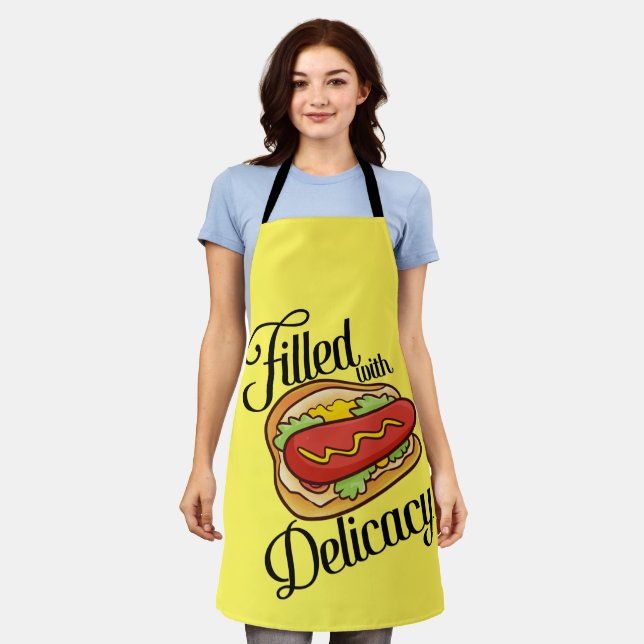 Yummy Delicacy Hotdog Cartoon Apron (Worn)