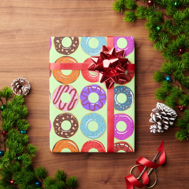 Yummy Donut Pattern  Wrapping Paper (Holiday Gift)