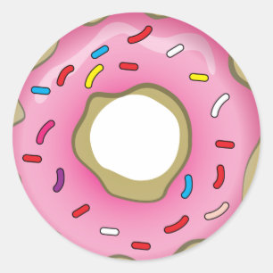 Yummy Donut with Icing and Sprinkles Classic Round Sticker
