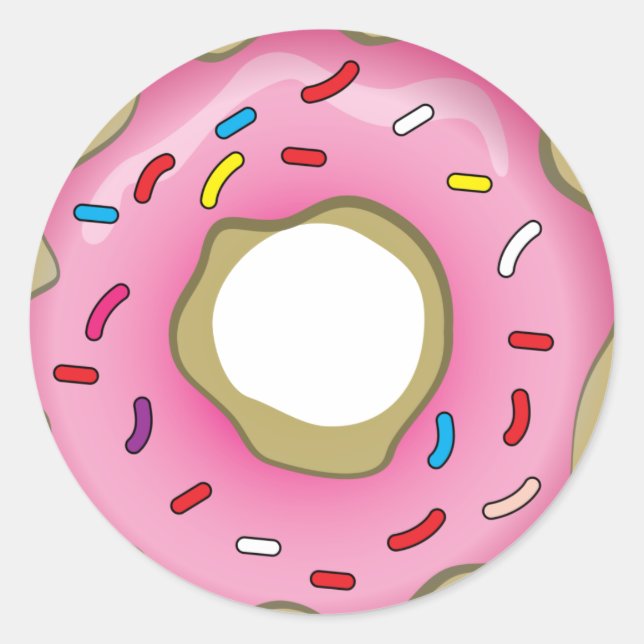 Yummy Donut with Icing and Sprinkles Classic Round Sticker (Front)