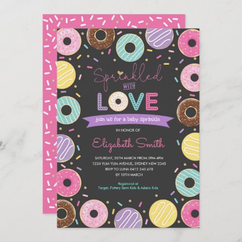 Yummy Donuts Girl Baby Sprinkle Chalkboard Invitation