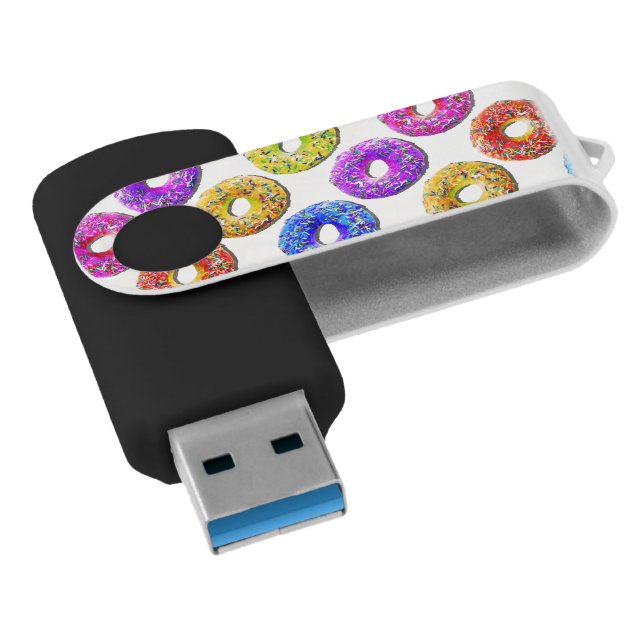 Yummy donuts pattern flash drive (Angled)
