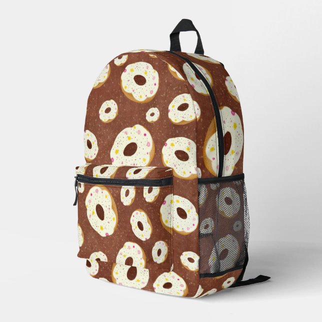 Yummy donuts printed backpack (Back Corner Right)