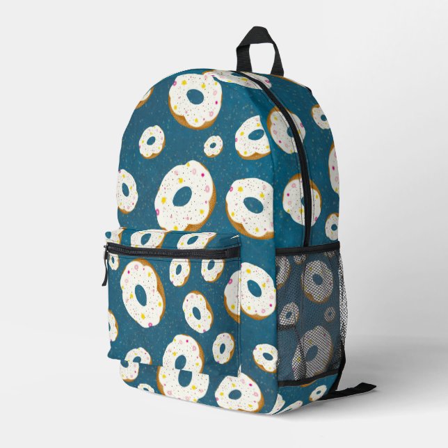 Yummy donuts printed backpack (Back Corner Right)
