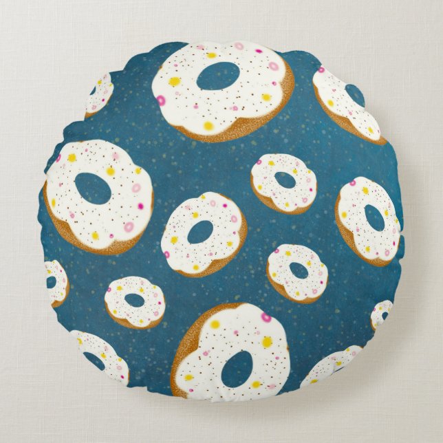 Yummy donuts round pillow (Front)