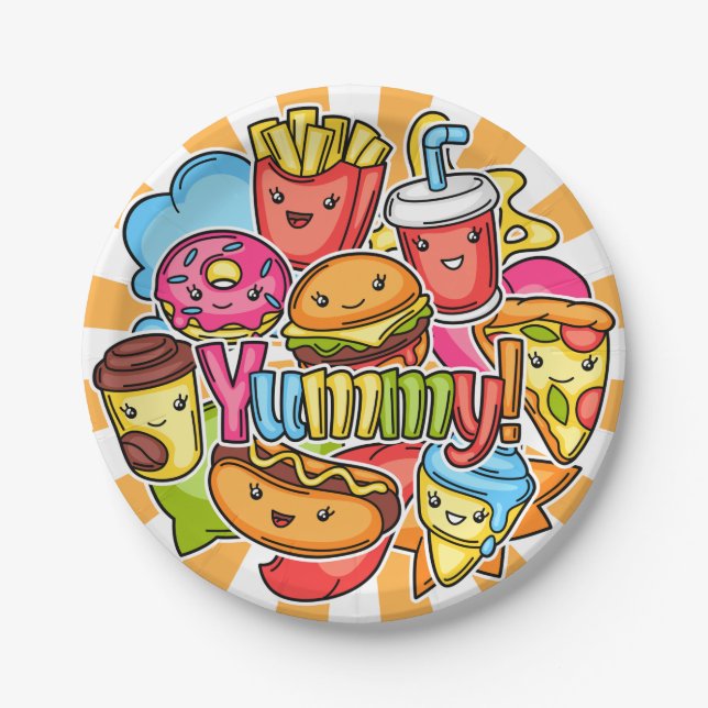 Yummy Fast Food Paper Plates (Front)