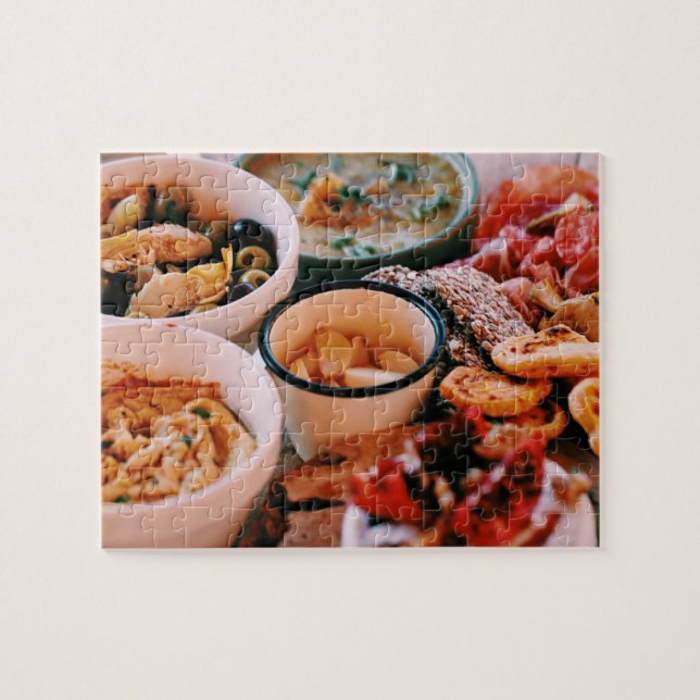 Yummy Food Festive Platter Cheese Olives Jigsaw Puzzle (Horizontal)