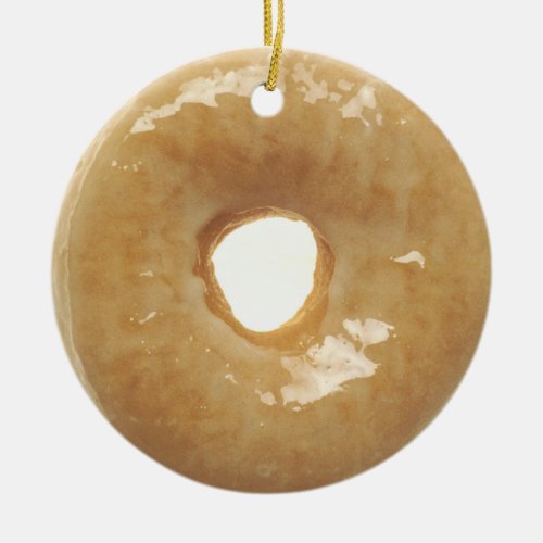 Yummy Glazed Donut Food Christmas Ceramic Ornament