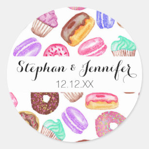 Yummy Hand Painted Watercolor Desserts Classic Round Sticker