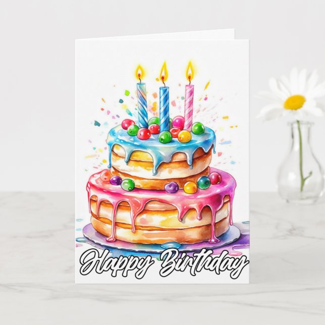 Yummy Happy Birthday Cake Card (Small Plant)