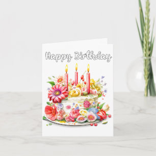 Yummy Happy Birthday Party Cake Card