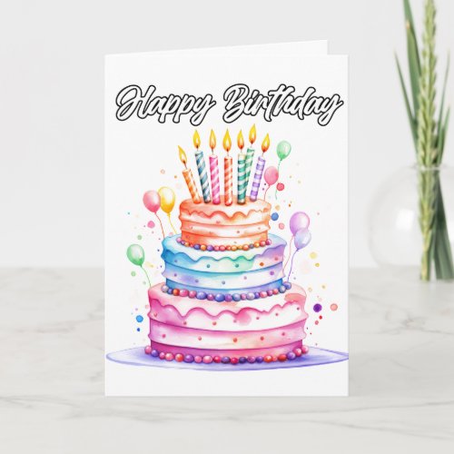 Yummy Happy Birthday Party Cake Card