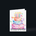 Yummy Happy Birthday Party Cake Card<br><div class="desc">This retro card features an illustration of festive delicious birthday cake. Please feel free to customize this card with your text to make it unique and one of a kind.</div>