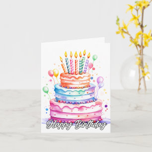 Yummy Happy Birthday Party Cake Card
