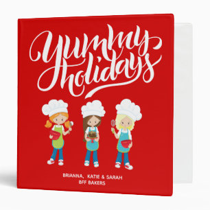 Yummy Holidays 3 bakers Brunette Blonde Redhead 3 Ring Binder
