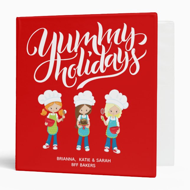 Yummy Holidays 3 bakers Brunette Blonde Redhead  3 Ring Binder (Front/Inside)
