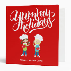 Yummy Holidays Blonde Brunette Girls BFF Sisters  3 Ring Binder