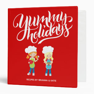 Yummy Holidays Blonde Redhead Girls Baking BFF  3 Ring Binder