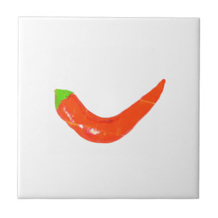 Yummy Hot Funky Red Chili Pepper Spicy Ceramic Tile