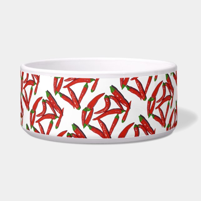 Yummy Hot Red Chili Peppers Pepper Pattern Bowl (Front)