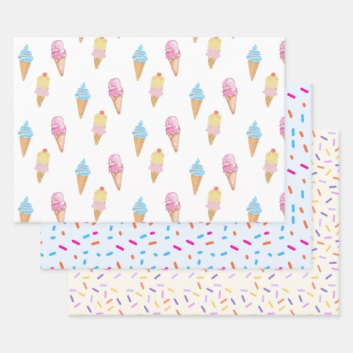 Yummy Ice Cream Cone and Sprinkles Wrapping Paper 