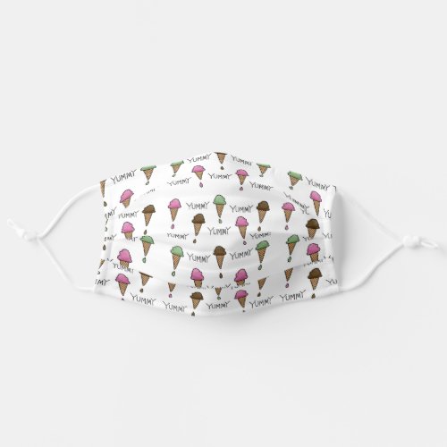 Yummy Ice Cream Cone Pattern Adult Cloth Face Mask