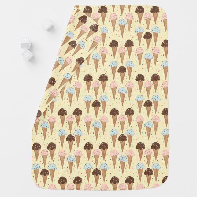 Yummy ice cream cones baby blanket MONOGRAM (In Situ)