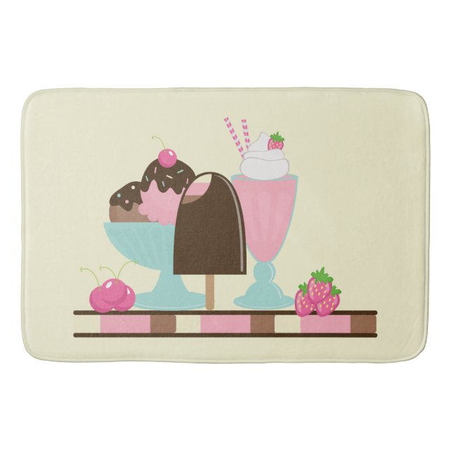 Yummy Ice Cream Desserts Bath Mat (Front)
